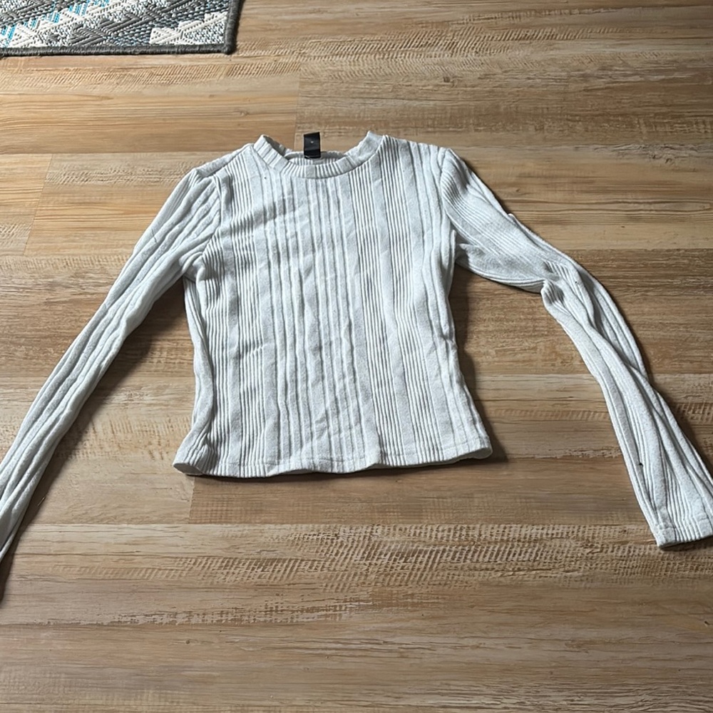 SHEIN white Ribbed Bib Collar shirt